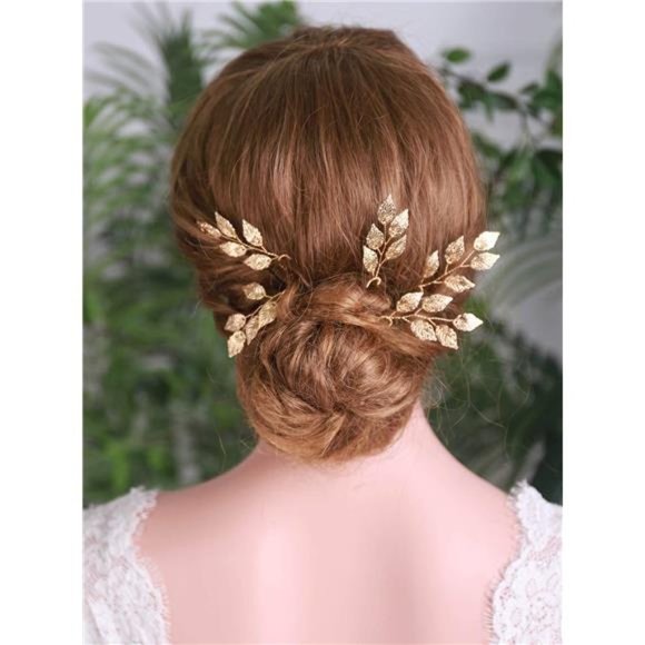 YERTTER 5 PCS Gold Leaves Hair Pins Bridal Hair Accessories main image 4